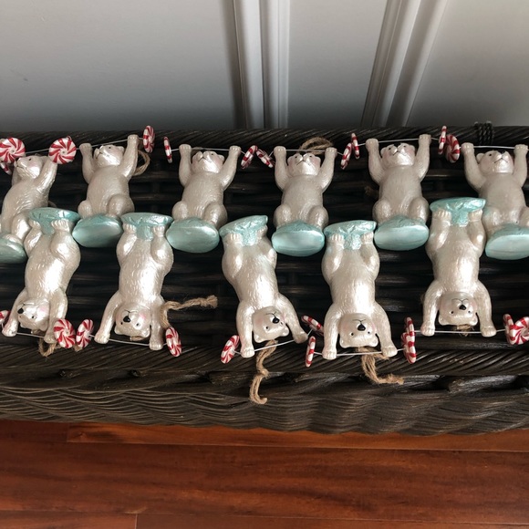 Set of 24 Pottery Barn Kids Mercury Polar Bear Weight Lifter Ornaments - Picture 3 of 7